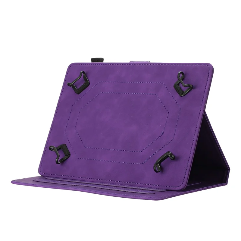 Universal 10-inch Tablet Case Honeycomb Printed Leather Tablet Cover with Card Slot - Purple