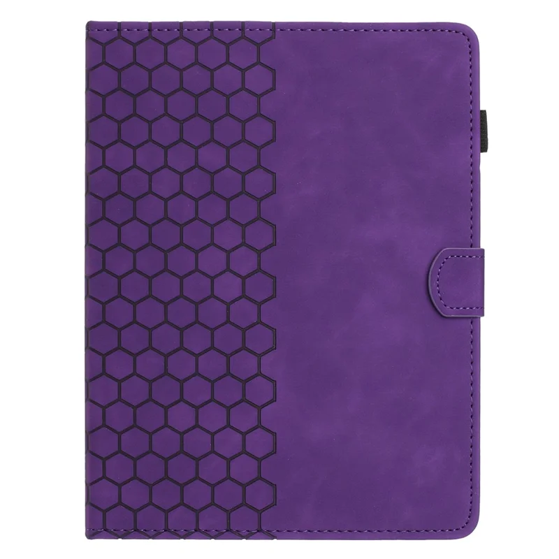 Universal 10-inch Tablet Case Honeycomb Printed Leather Tablet Cover with Card Slot - Purple