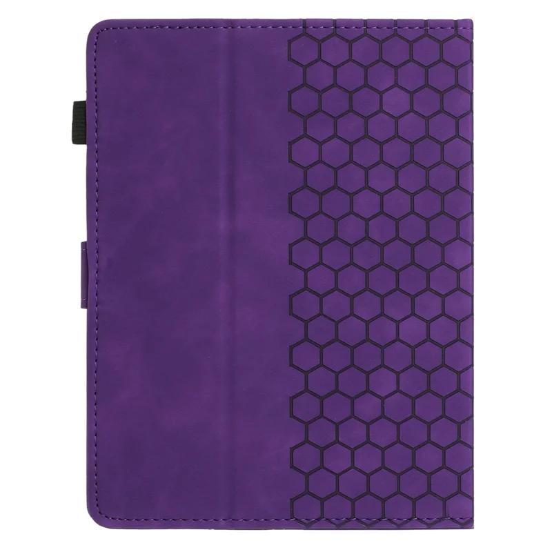 Universal 10-inch Tablet Case Honeycomb Printed Leather Tablet Cover with Card Slot - Purple