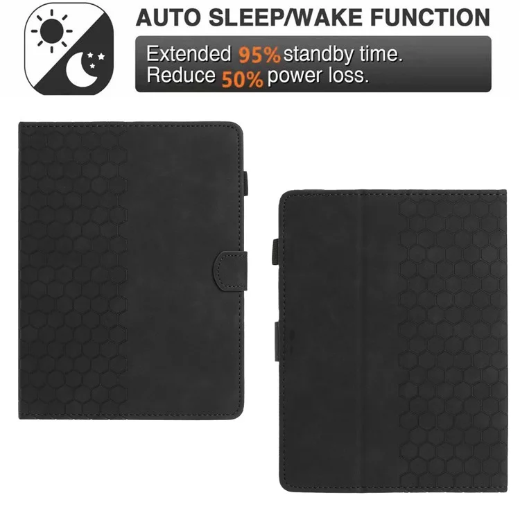 Funda Universal para Tablet de 7 Pulgadas de Cuero con Estampado de Panal y Ranura para Tarjetas - Negro