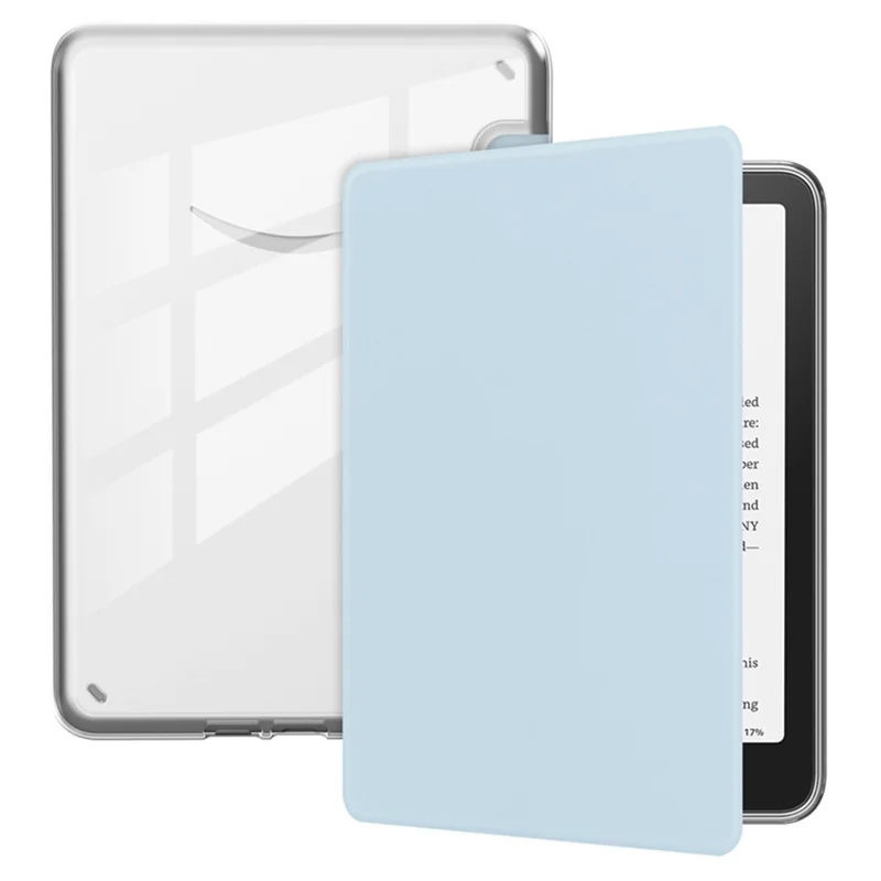 For Amazon Kindle 11th (2024) / 6" (2022) Case Anti Drop PU Leather + TPU + Acrylic Clear Protective Cover - Baby Blue
