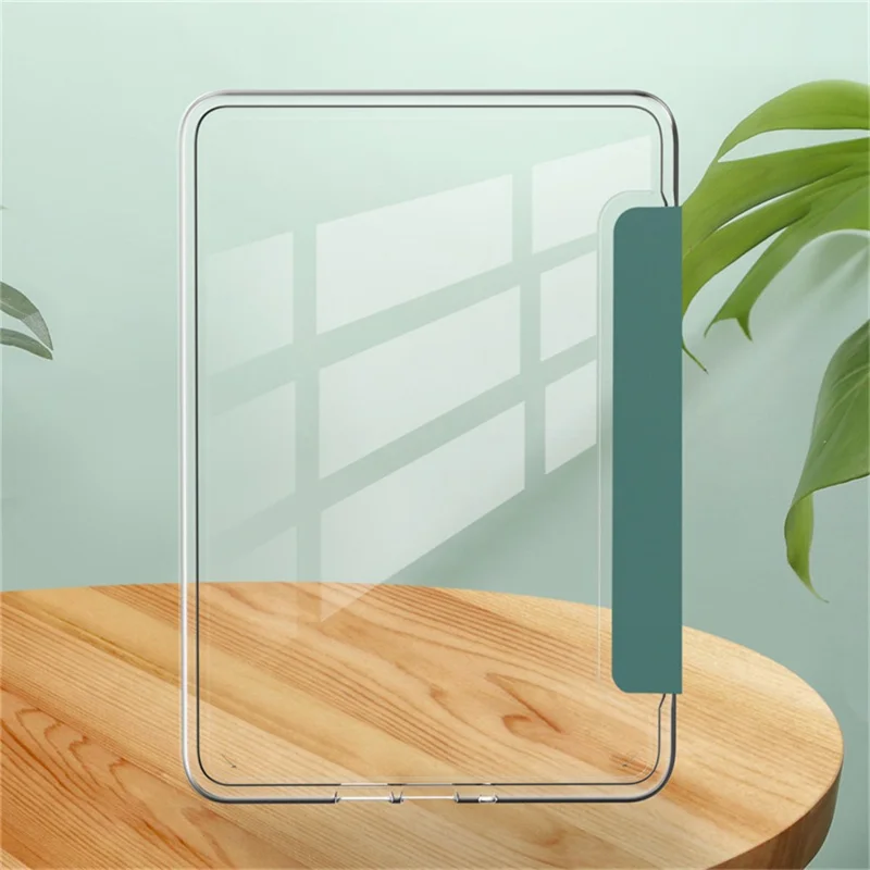 For Amazon Kindle Paperwhite (2021) Case Anti Drop PU Leather + TPU + Acrylic Clear Protective Cover - Blackish Green