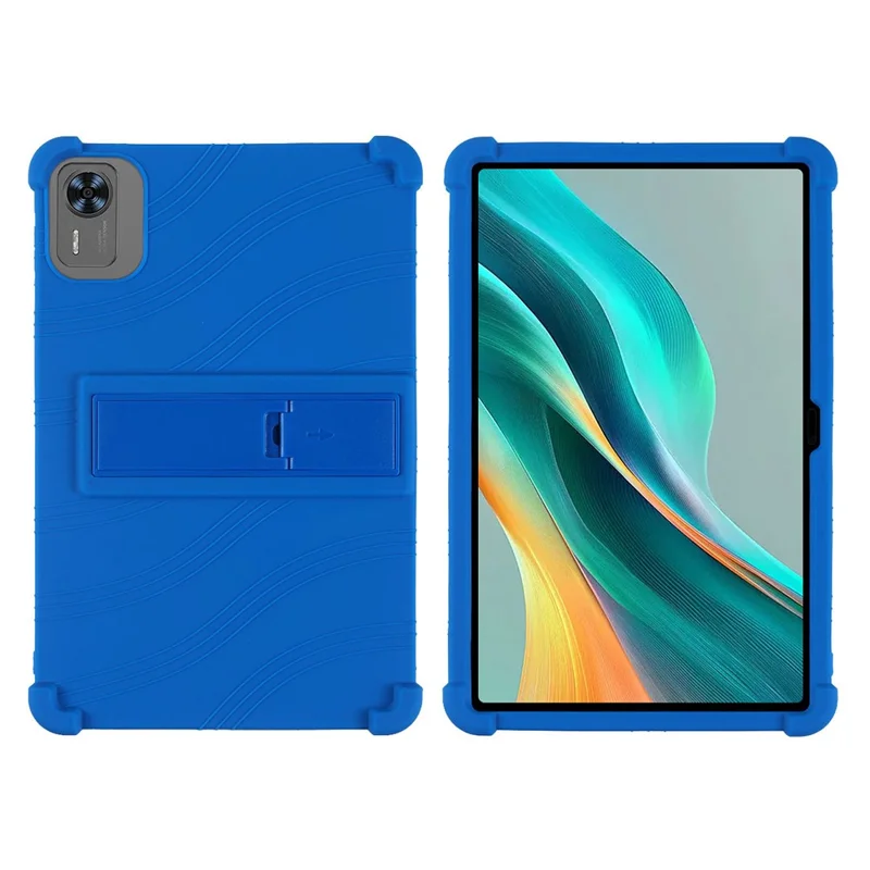 For Teclast T60AI / Doogee T36 Silicone Case with Kickstand Rugged Protective Cover - Dark Blue