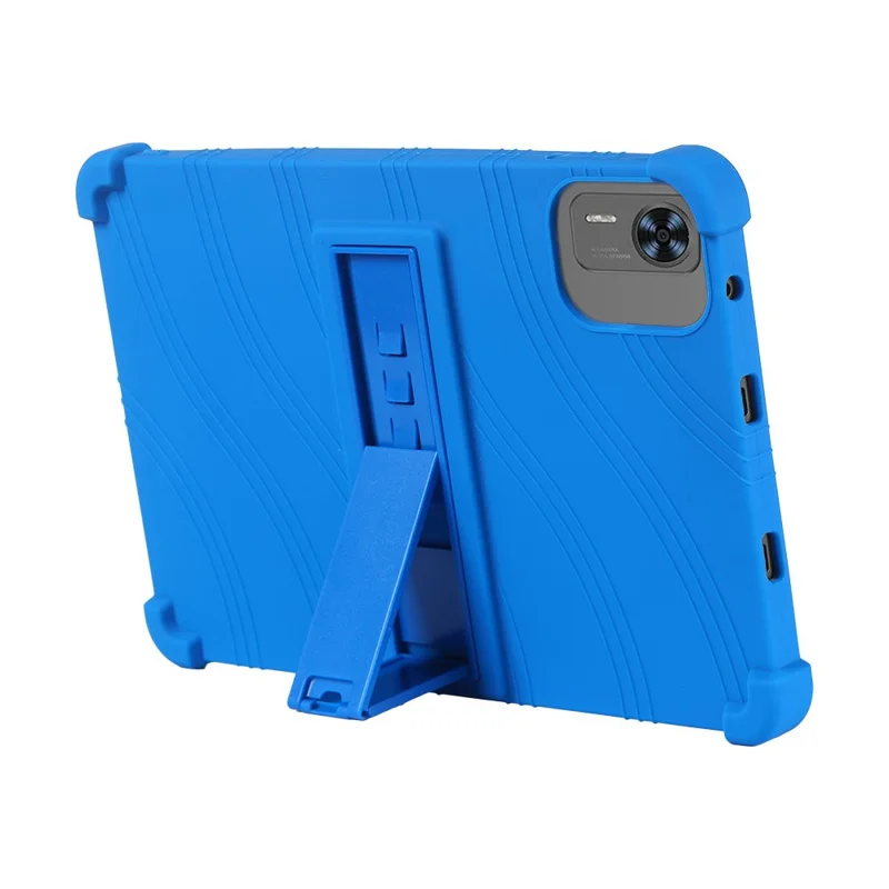 For Teclast T60AI / Doogee T36 Silicone Case with Kickstand Rugged Protective Cover - Dark Blue