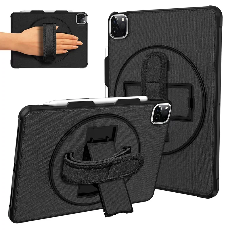 Tablet Case for iPad Pro 11 (2022) / (2021) / (2022) Kicktand PC + TPU + Cloth Tablet Cover with Pencil Holder / Hand Strap