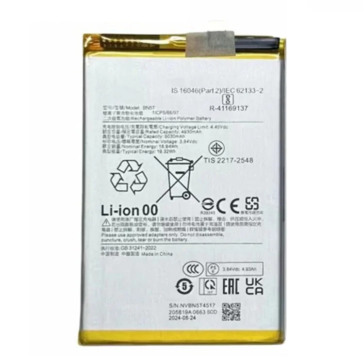 For Xiaomi Redmi 13 4G / 13 5G / Poco M6 4G 3.84V 5030mAh Li-Polymer Battery Assembly Part (Without Logo) (Encode: BN5T)
