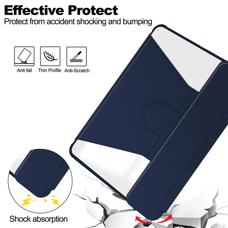 For iPad Air 11 (2025) / (2024) Case Rotary Stand PU Leather + Acrylic Tablet Cover with Keyboard - Dark Blue