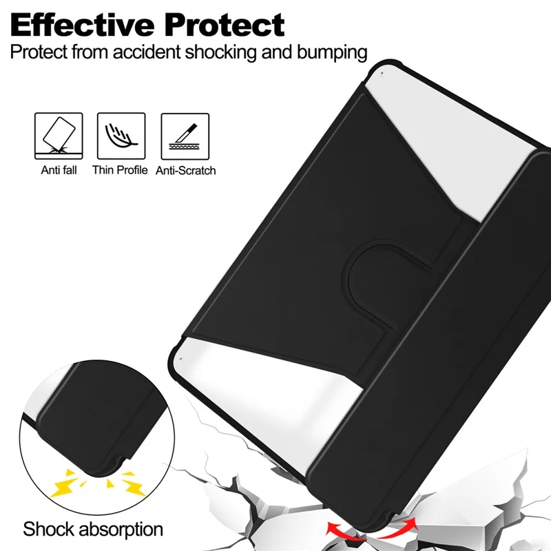 For iPad Air 11 (2026) / (2025) / (2024) Case 360 Degree Rotary Stand PU Leather + Acrylic Tablet Cover (Without Keyboard) - Black