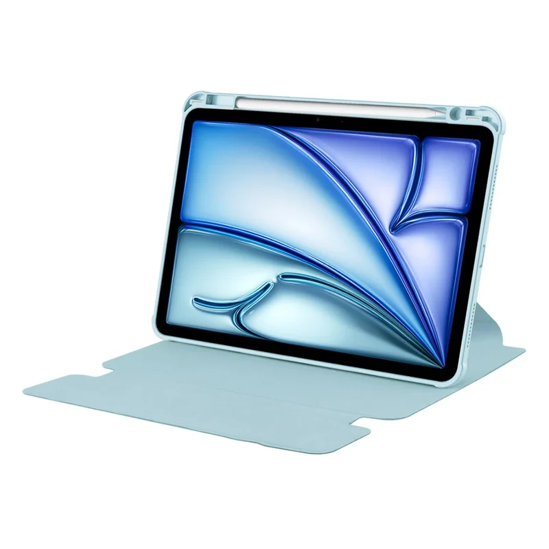 For iPad Air 11 (2026) / (2025) / (2024) Case 360 Degree Rotary Stand PU Leather + Acrylic Tablet Cover (Without Keyboard) - Dark Blue