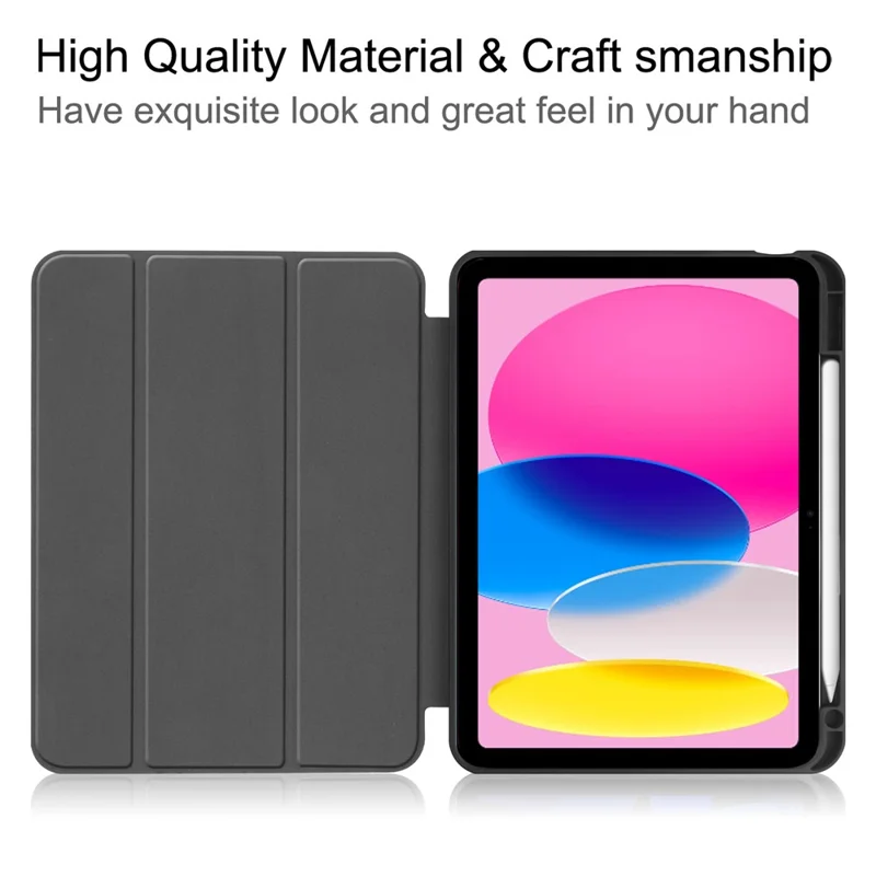 For iPad (2025) / 10.9 (2022) Stand Case Shock-Absorbent Leather Tablet Cover with Pen Slot - Red