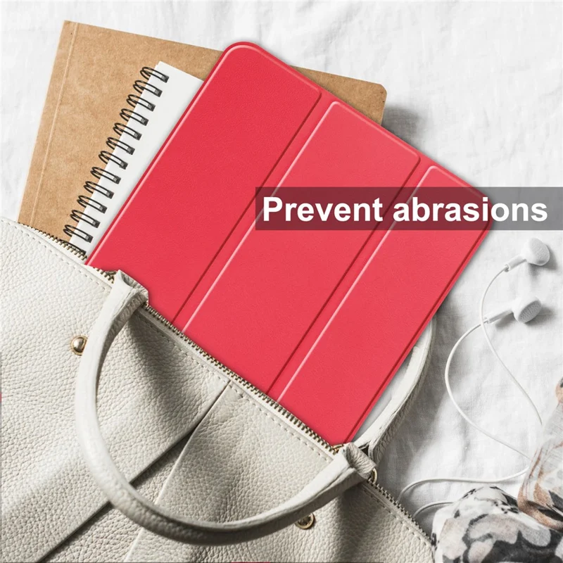 For iPad (2025) / 10.9 (2022) Stand Case Shock-Absorbent Leather Tablet Cover with Pen Slot - Red