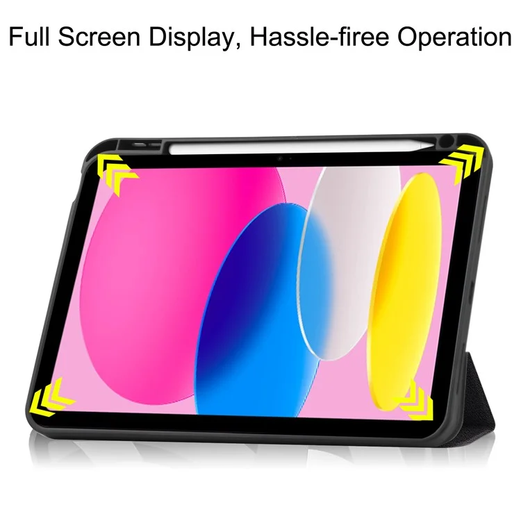 For iPad (2025) / 10.9 (2022) Tablet Case Pattern Printing Tri-Fold Stand Leather + TPU Cover with Pen Holder - Don't Touch Me