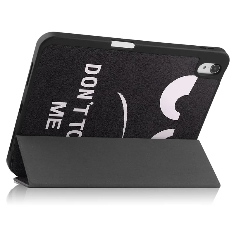 For iPad (2025) / 10.9 (2022) Tablet Case Pattern Printing Tri-Fold Stand Leather + TPU Cover with Pen Holder - Don't Touch Me