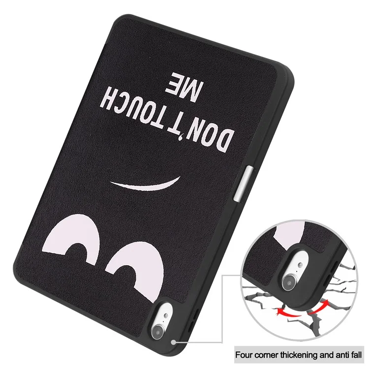 For iPad (2025) / 10.9 (2022) Tablet Case Pattern Printing Tri-Fold Stand Leather + TPU Cover with Pen Holder - Don't Touch Me