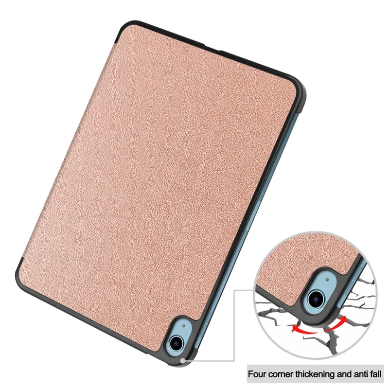 Capa para iPad (2025)/10.9 (2022) Antichoque em Couro com Suporte Dobrável em Três - Dourado Rosé
