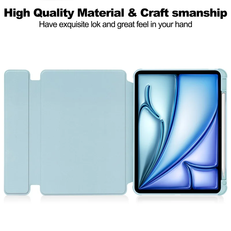 For iPad Air 13 (2026) / (2025) / (2024) Case 360-Degree Rotary Stand PU Leather + Acrylic Tablet Cover with Keyboard - Sky Blue