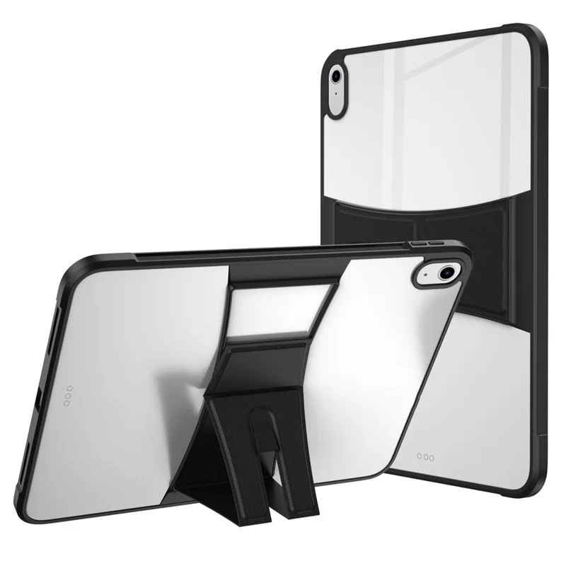 For iPad 10.9 (2022) Case Magnetic Kickstand TPU + Acrylic Anti Drop Tablet Protective Cover - Black