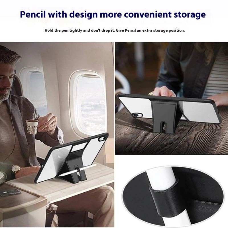 For iPad 10.9 (2022) Case Magnetic Kickstand TPU + Acrylic Anti Drop Tablet Protective Cover - Black