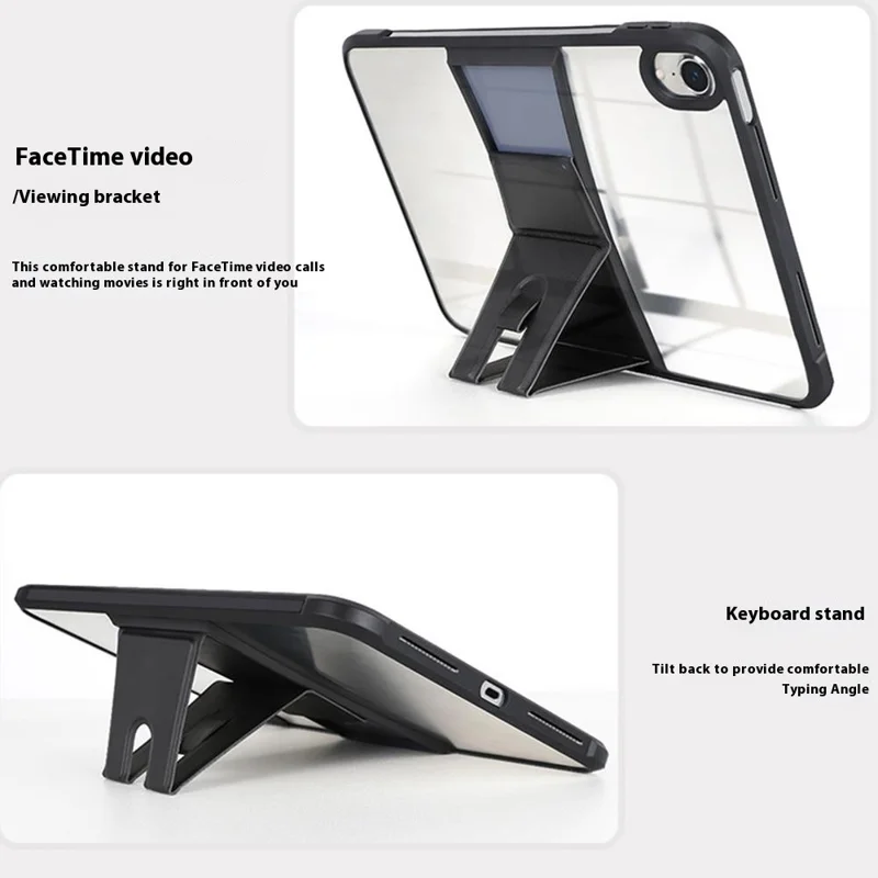 For iPad 10.9 (2022) Case Magnetic Kickstand TPU + Acrylic Anti Drop Tablet Protective Cover - Black