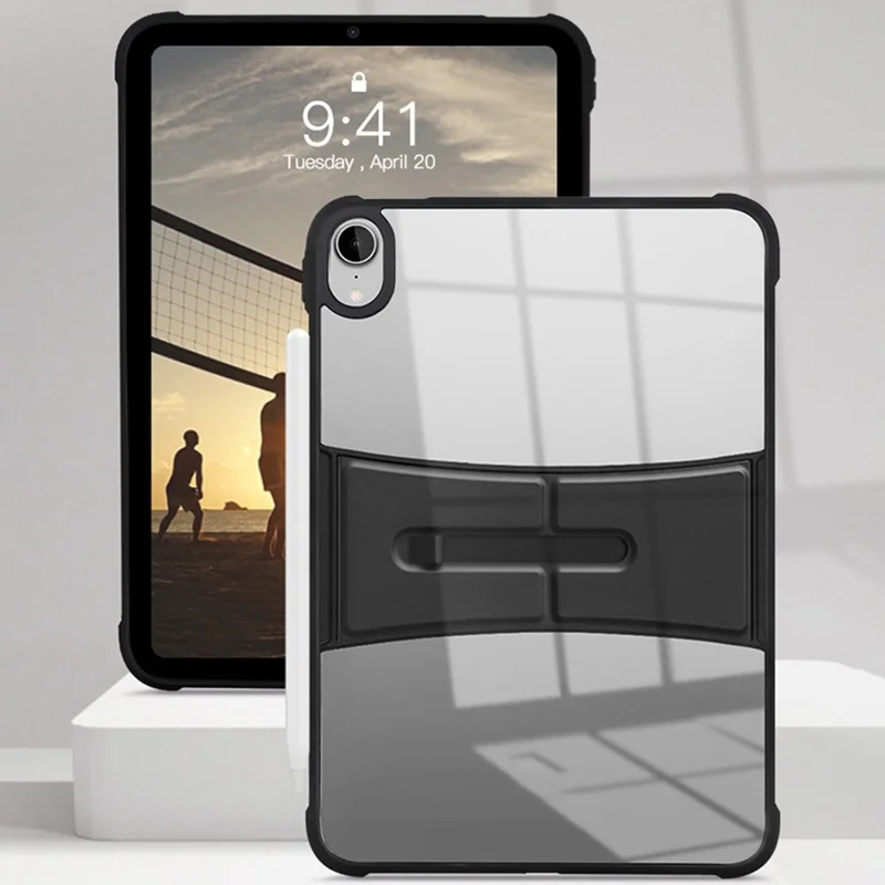 For iPad 10.9 (2022) Case Magnetic Kickstand TPU + Acrylic Anti Drop Tablet Protective Cover - Black