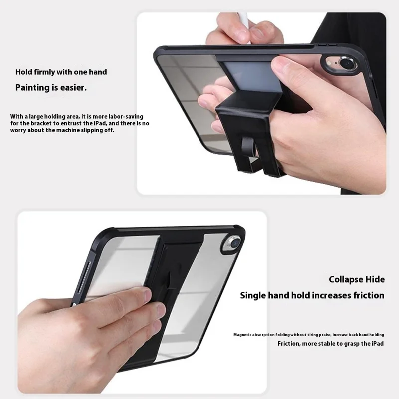 For iPad 10.9 (2022) Case Magnetic Kickstand TPU + Acrylic Anti Drop Tablet Protective Cover - Black