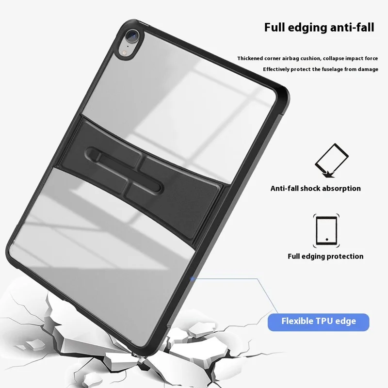 For iPad 10.9 (2022) Case Magnetic Kickstand TPU + Acrylic Anti Drop Tablet Protective Cover - Black