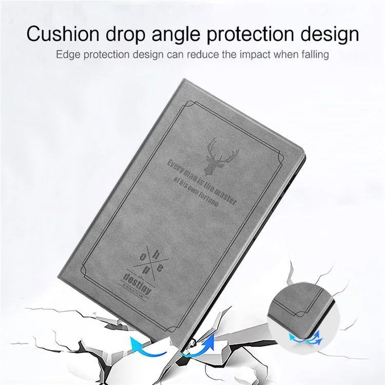 Чехол для Huawei Hi MatePad 11.5 2024 с рисунком оленя, кожаный PU, задняя подставка, планшетный чехол - Серый