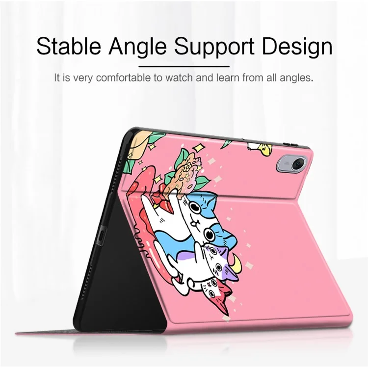 Per Huawei Hi MatePad 11.5 2024 Cover con Stampa a Motivi in Pelle PU + Supporto TPU per Tablet - Rosa