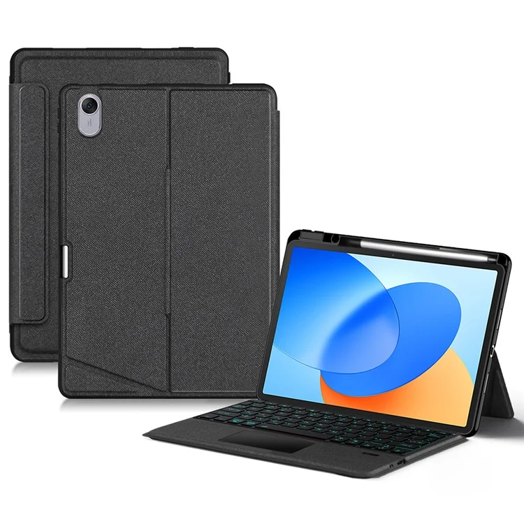 Für Huawei Hi MatePad 11,5 2024 Lederhülle + Bluetooth-kompatibler Tastatur mit Hintergrundbeleuchtung und Trackpad