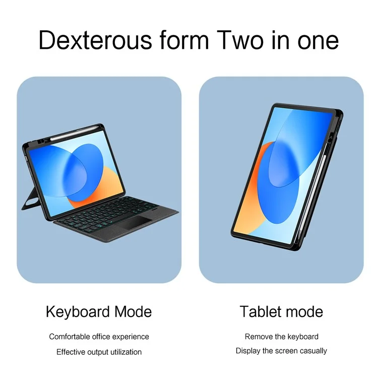 Für Huawei Hi MatePad 11,5 2024 Lederhülle + Bluetooth-kompatibler Tastatur mit Hintergrundbeleuchtung und Trackpad