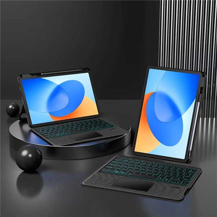 Für Huawei Hi MatePad 11,5 2024 Lederhülle + Bluetooth-kompatibler Tastatur mit Hintergrundbeleuchtung und Trackpad