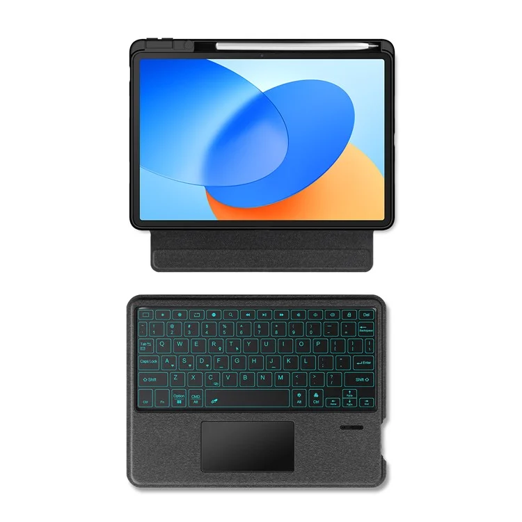 Für Huawei Hi MatePad 11,5 2024 Lederhülle + Bluetooth-kompatibler Tastatur mit Hintergrundbeleuchtung und Trackpad