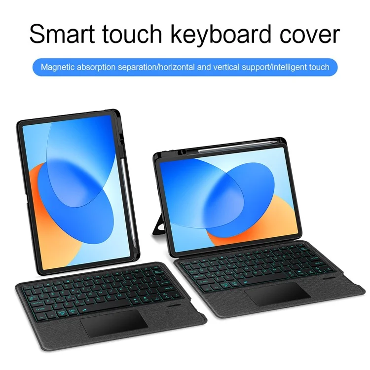 Für Huawei Hi MatePad 11,5 2024 Lederhülle + Bluetooth-kompatibler Tastatur mit Hintergrundbeleuchtung und Trackpad