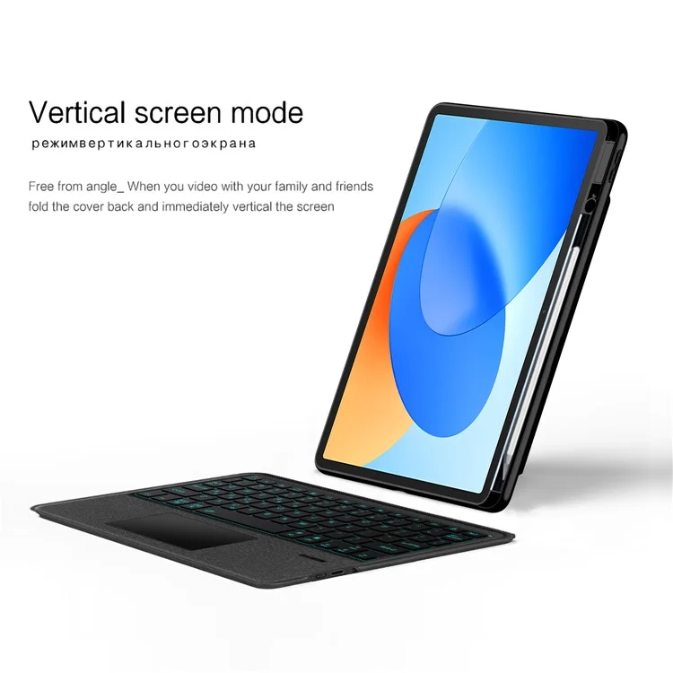 Für Huawei Hi MatePad 11,5 2024 Lederhülle + Bluetooth-kompatibler Tastatur mit Hintergrundbeleuchtung und Trackpad