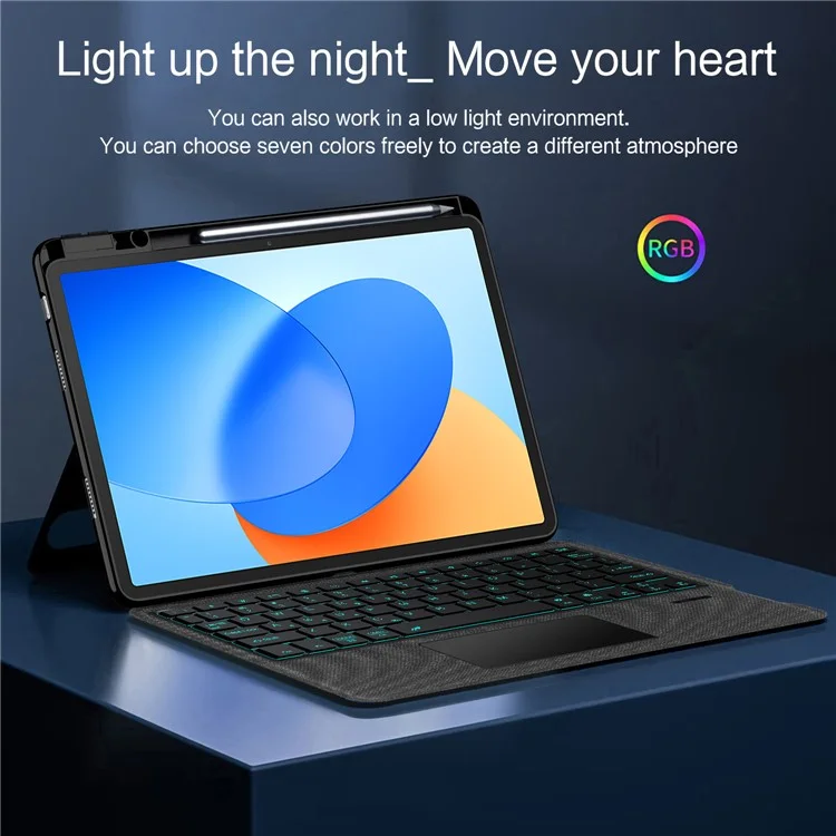 Für Huawei Hi MatePad 11,5 2024 Lederhülle + Bluetooth-kompatibler Tastatur mit Hintergrundbeleuchtung und Trackpad