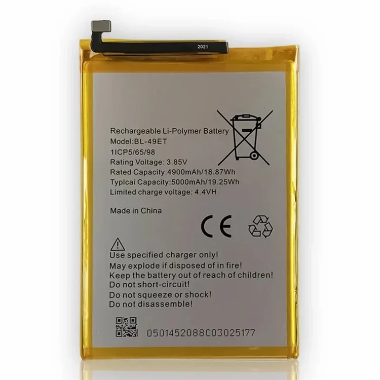Para TECNO Pouvoir 3 Air / Pop 2 Plus Bateria de Polímero de Lítio de 3,85V 4900mAh Conjunto de Peças (Sem Logo) (Código: BL-49ET)