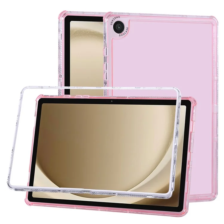 For Samsung Galaxy Tab A9+ Clear Case 3 in 1 PC + TPU Shockproof Tablet Cover - Pink