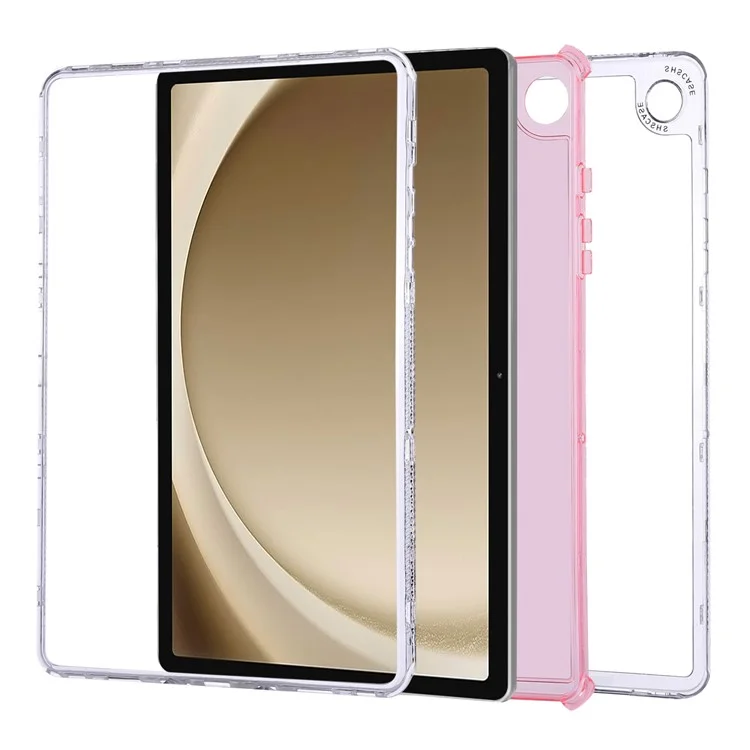For Samsung Galaxy Tab A9+ Clear Case 3 in 1 PC + TPU Shockproof Tablet Cover - Pink