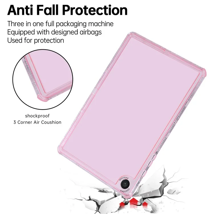 For Samsung Galaxy Tab A9+ Clear Case 3 in 1 PC + TPU Shockproof Tablet Cover - Pink
