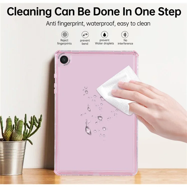 For Samsung Galaxy Tab A9+ Clear Case 3 in 1 PC + TPU Shockproof Tablet Cover - Pink