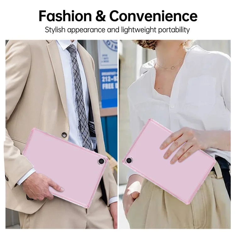 For Samsung Galaxy Tab A9+ Clear Case 3 in 1 PC + TPU Shockproof Tablet Cover - Pink