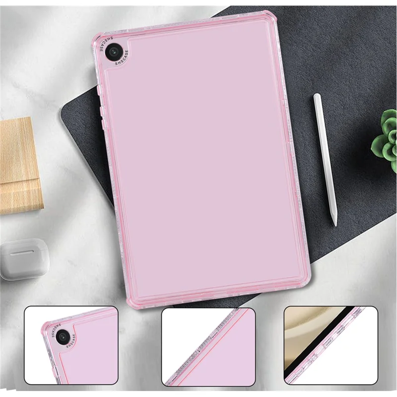 For Samsung Galaxy Tab A9+ Clear Case 3 in 1 PC + TPU Shockproof Tablet Cover - Pink