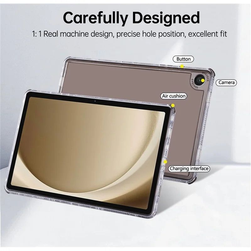 For Samsung Galaxy Tab A9 Clear Case 3 in 1 PC + TPU Shockproof Tablet Cover - Black