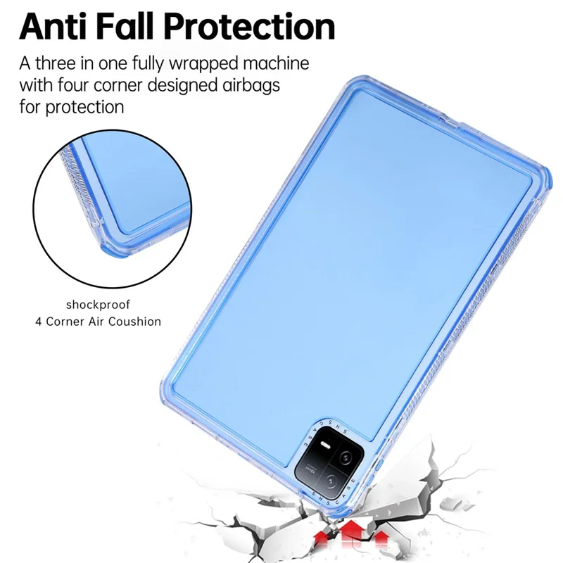 For Xiaomi Pad 6 Clear Case 3 in 1 PC + TPU Shockproof Tablet Cover - Blue