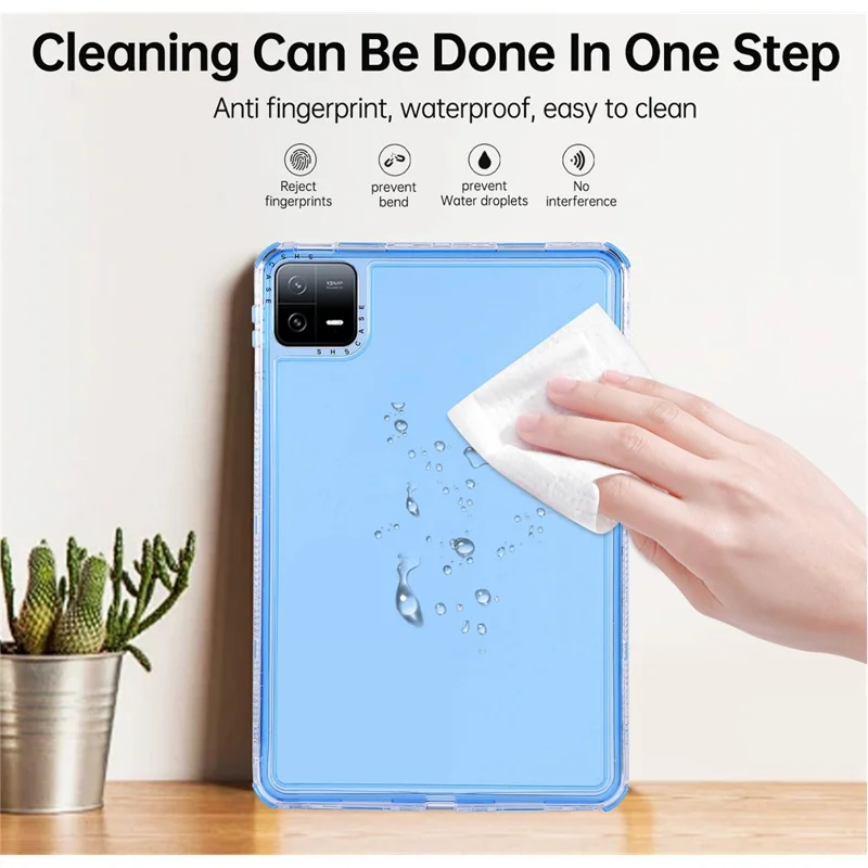 For Xiaomi Pad 6 Clear Case 3 in 1 PC + TPU Shockproof Tablet Cover - Blue