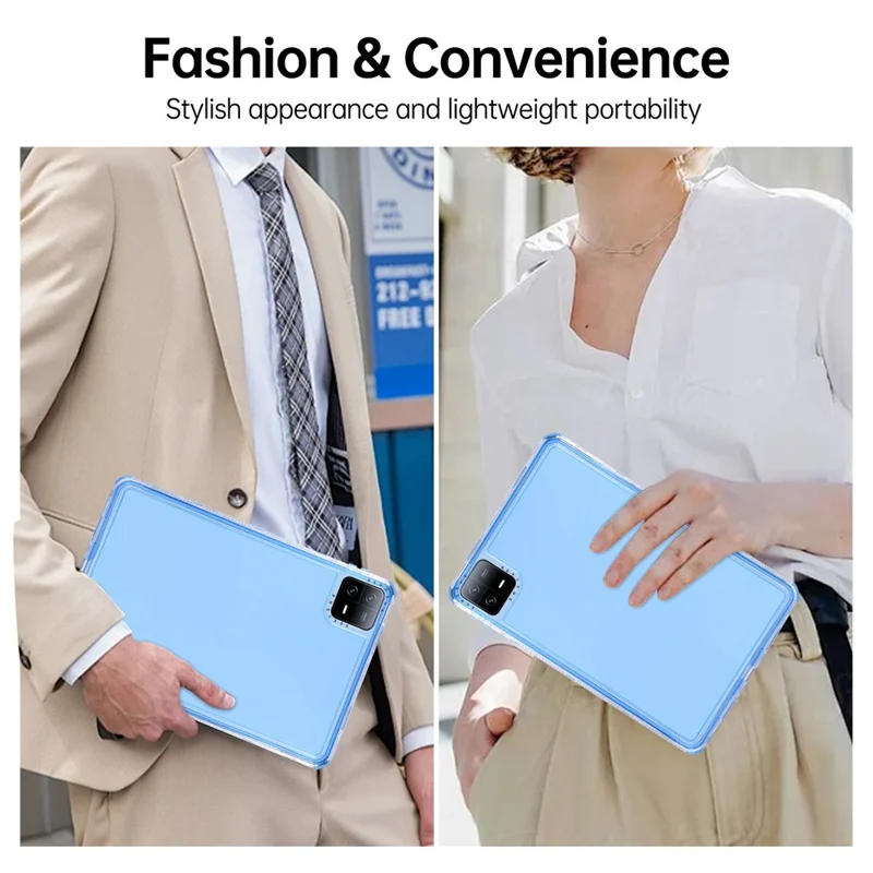 For Xiaomi Pad 6 Clear Case 3 in 1 PC + TPU Shockproof Tablet Cover - Blue