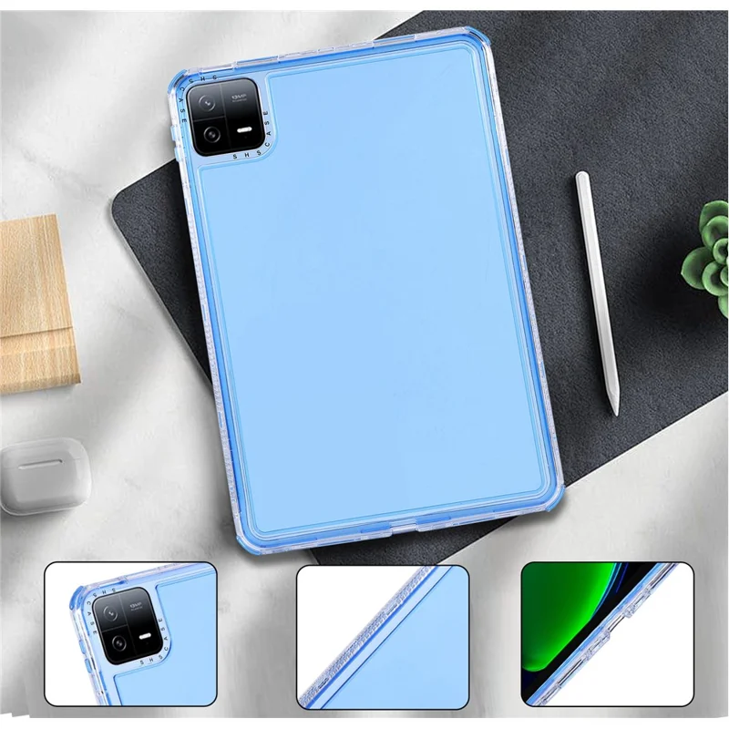 For Xiaomi Pad 6 Clear Case 3 in 1 PC + TPU Shockproof Tablet Cover - Blue