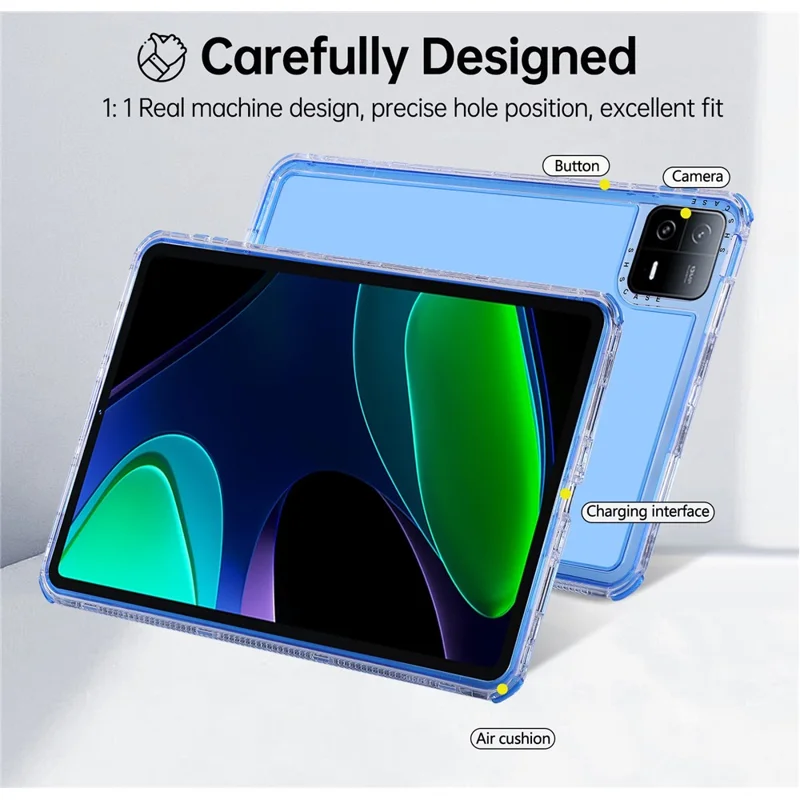 For Xiaomi Pad 6 Clear Case 3 in 1 PC + TPU Shockproof Tablet Cover - Blue
