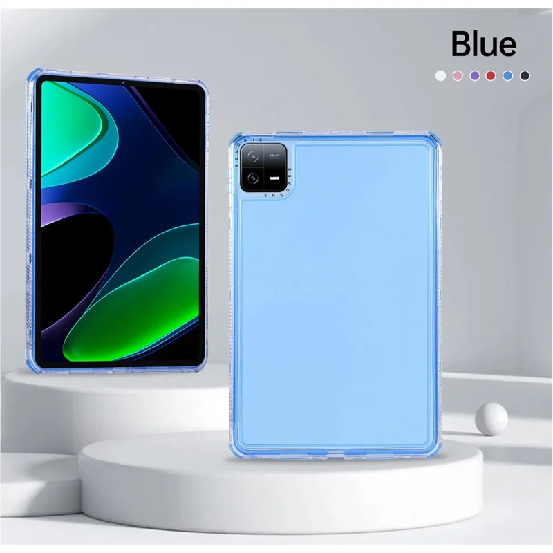 For Xiaomi Pad 6 Clear Case 3 in 1 PC + TPU Shockproof Tablet Cover - Blue