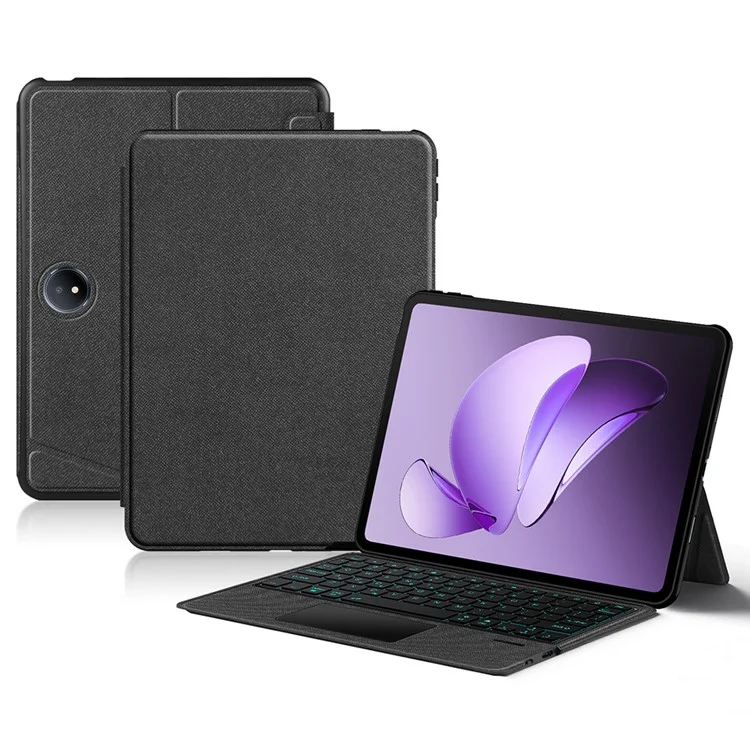 For Oppo Pad 3 Leather Case + Bluetooth-Compatible Keyboard with Backlight Trackpad